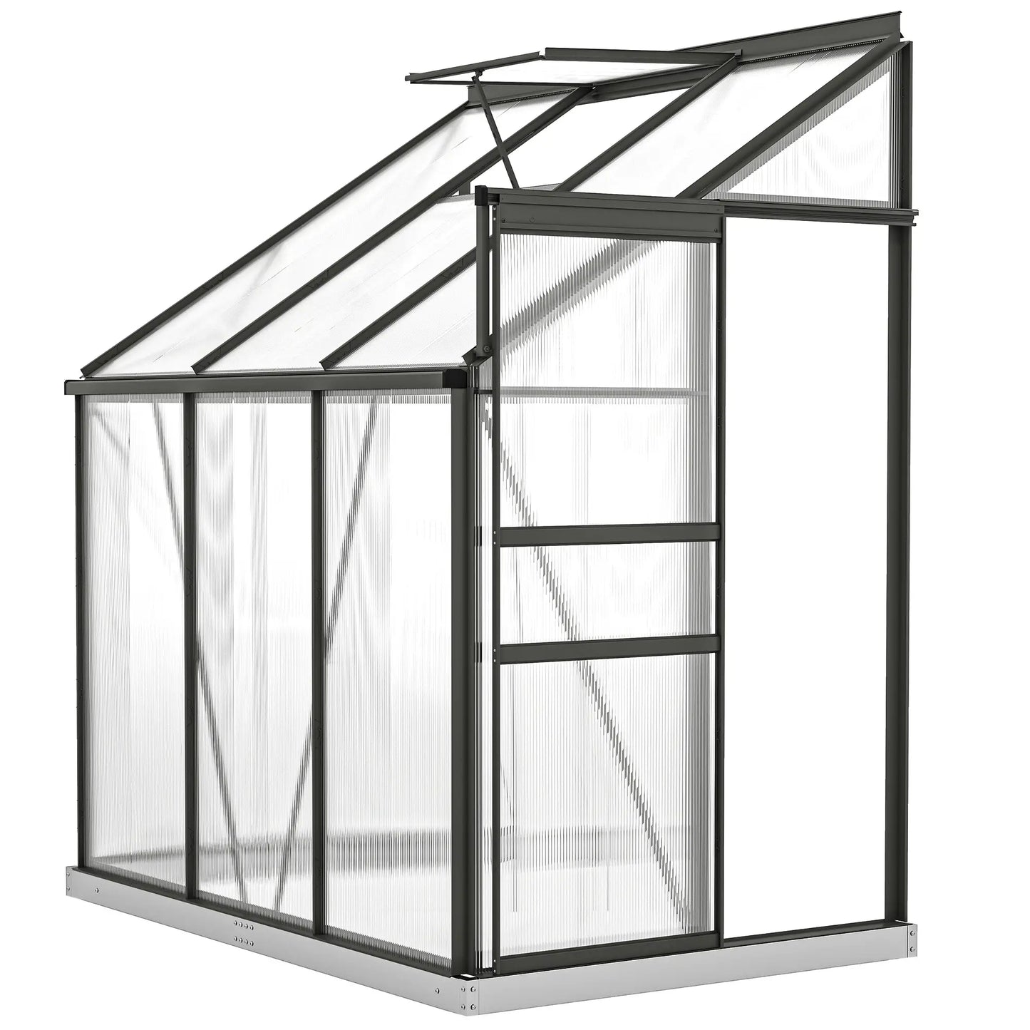 Aluminum Lean-To Greenhouse, Polycarbonate Walk-In, 6' x 4', Dark Grey Walk In Greenhouses at Gallery Canada