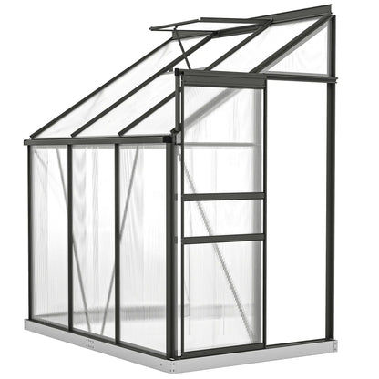 Aluminum Lean-To Greenhouse, Polycarbonate Walk-In, 6' x 4', Dark Grey Walk In Greenhouses at Gallery Canada