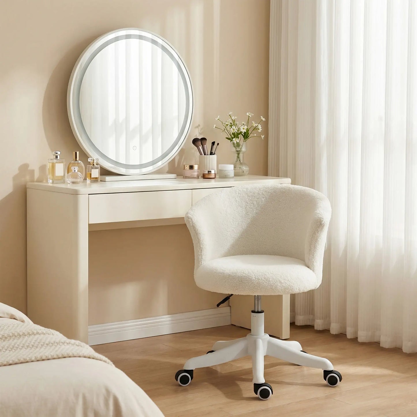 Armless Office Chair, Adjustable Height, Swivel Wheels, Mid Back, White Task Chairs at Gallery Canada