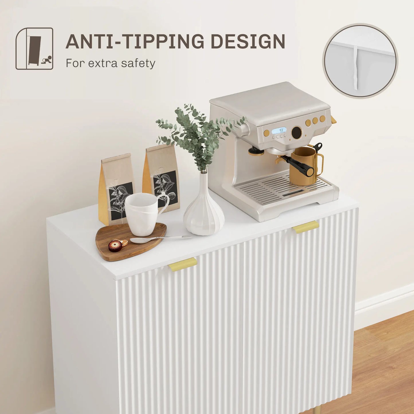 Modern Kitchen Storage Cabinet, Adjustable Shelves, Metal Legs, White Bar Cabinets at Gallery Canada