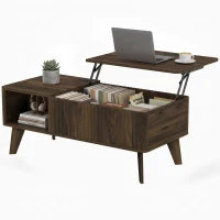 Table basse à ouverture relevable cannelée de 40", table de rangement en noyer