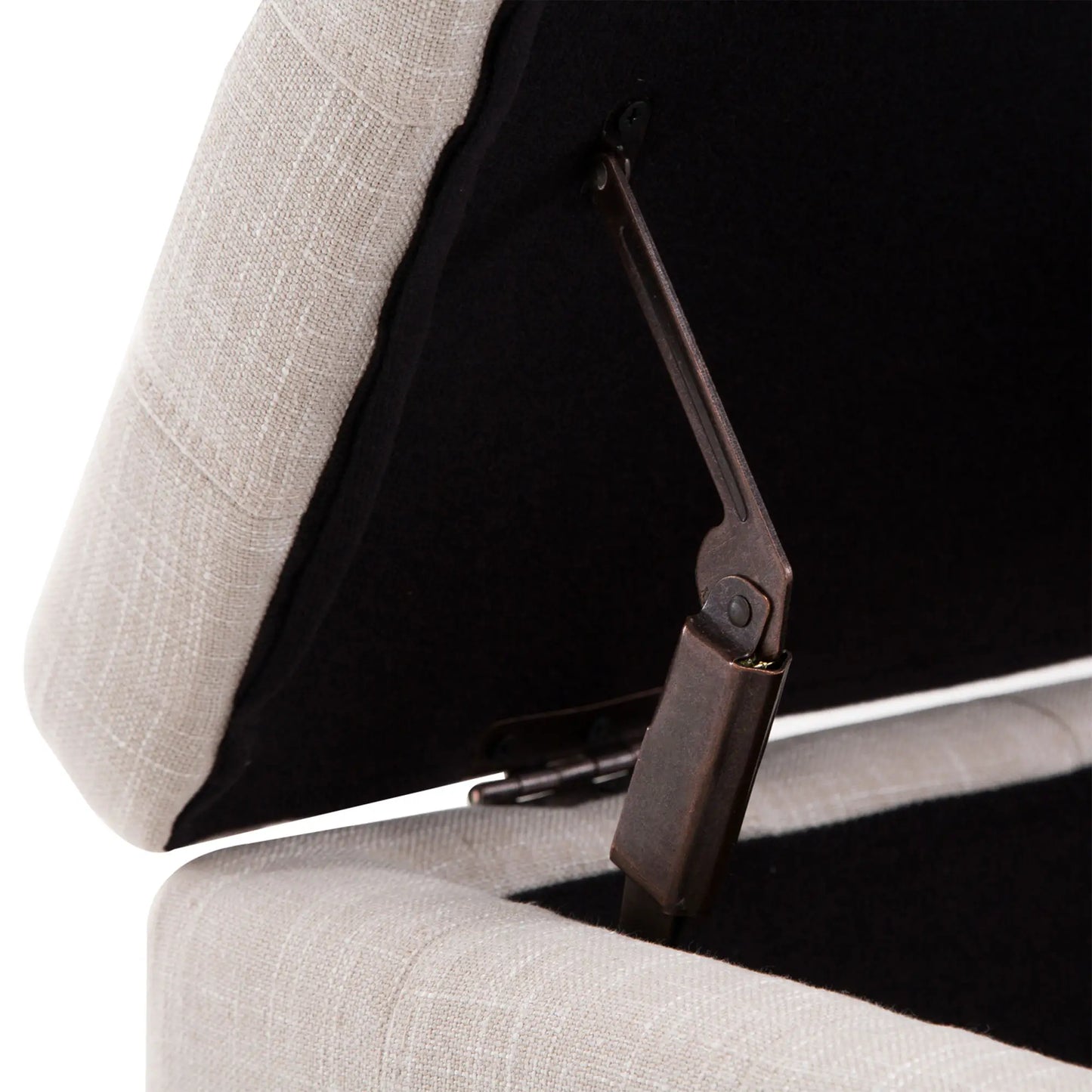 Storage Ottoman, Linen Fabric Bench with Soft Close Lid, 42" x 17" x 19", Beige Storage Ottomans & Benches at Gallery Canada