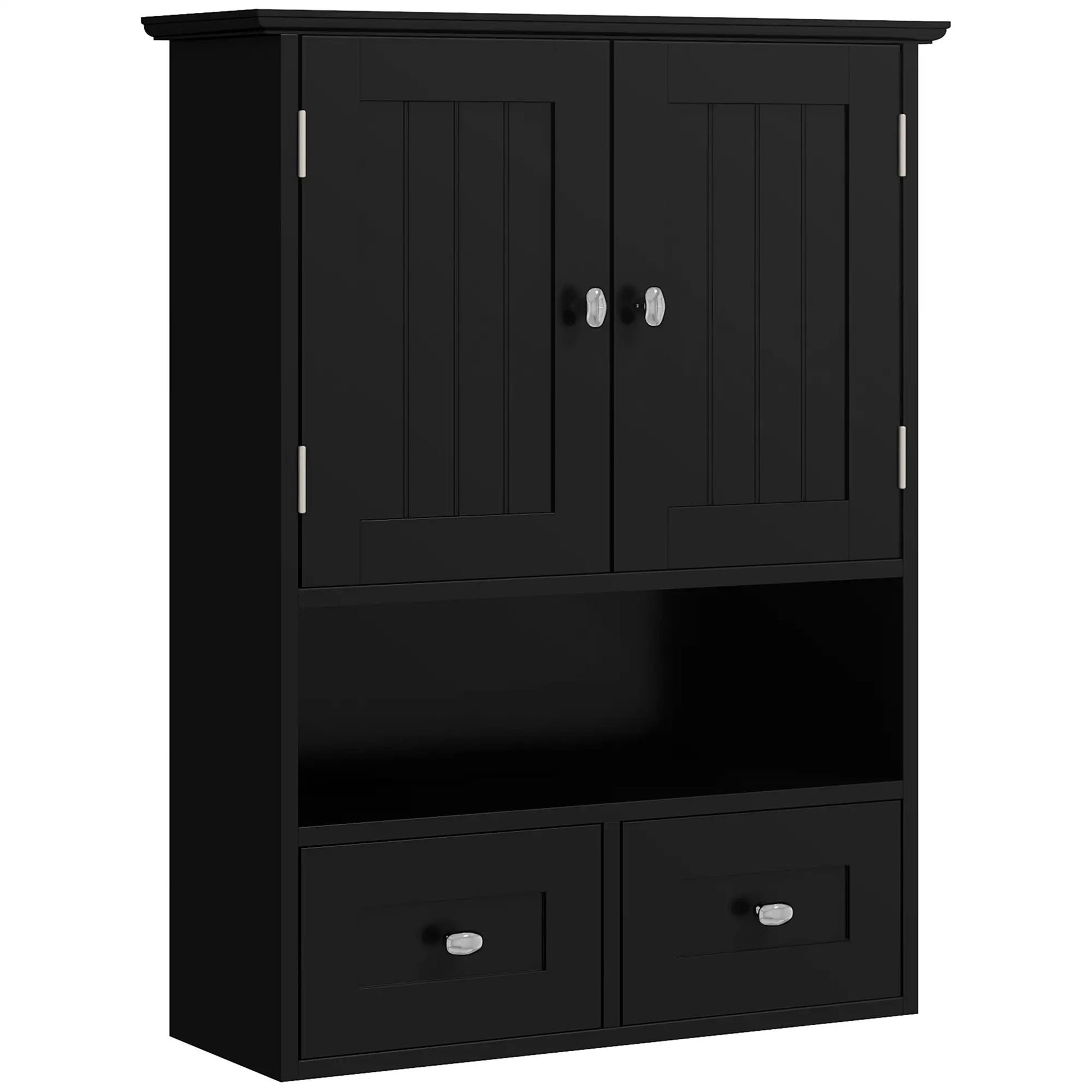 Medicine Cabinet, Bathroom Wall Cabinet with Shelf, Drawers, Black Wall Mounted Cabinets at Gallery Canada