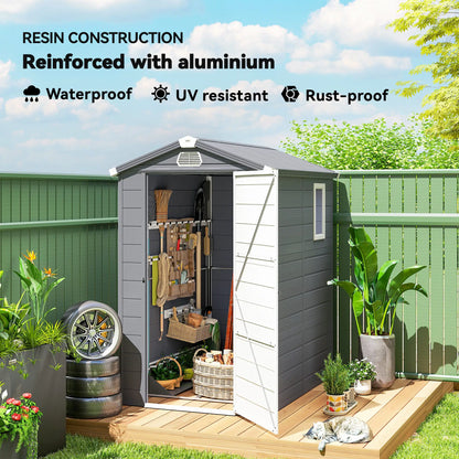 4.5' x 6' Plastic Garden Storage Shed, Latch Door, Vents, Dark Grey Sheds at Gallery Canada