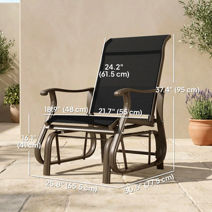 Outdoor Glider Chair, Steel Frame Mesh Fabric, Black Outdoor Gliders at Gallery Canada