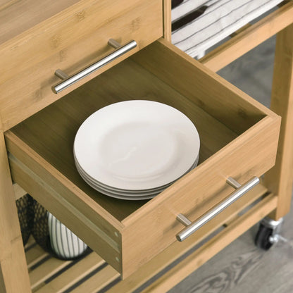 Bamboo Rolling Kitchen Island, Drawers, Shelves Kitchen Islands & Kitchen Carts at Gallery Canada
