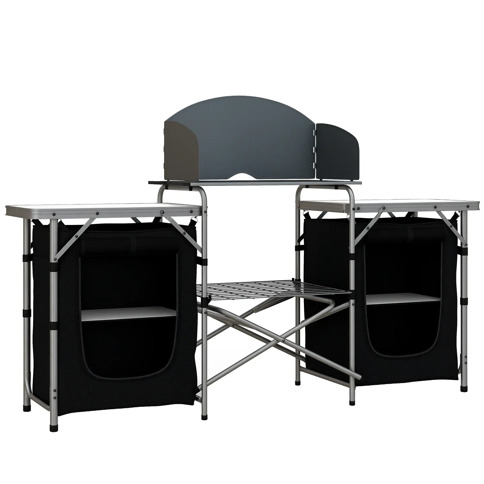 Aluminum Camping Table, Folding Kitchen with Windshield, Cupboards, Carrying Bag Picnic Tables & Camping Chairs at Gallery Canada