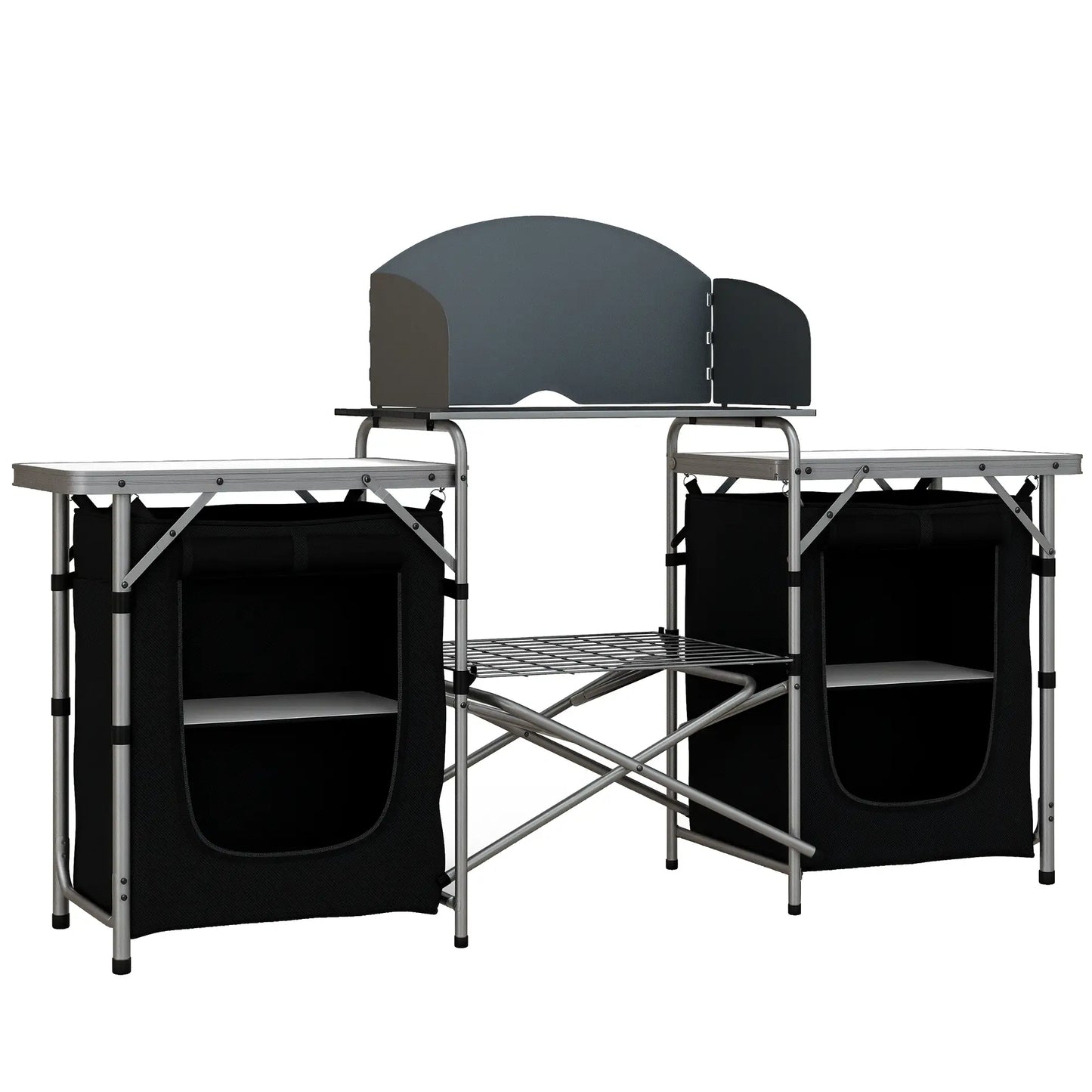 Aluminum Camping Table, Folding Kitchen with Windshield, Cupboards, Carrying Bag Picnic Tables & Camping Chairs at Gallery Canada