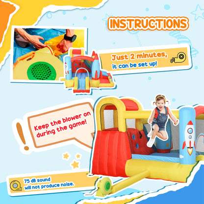 Inflatable Trampoline Slide Pool, Rocket Design, 11.14' x 9.18' x 6.06' Inflatables at Gallery Canada