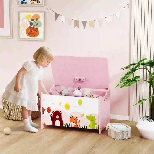Kids Storage Chest with Lid, Toy Box Organizer, Pink Baby & Kids Storage Pink at Gallery Canada