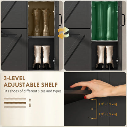 Farmhouse Shoe Storage Cabinet, Side Cabinet, Adjustable Shelves, Black Shoe Storage Cabinets & Racks at Gallery Canada