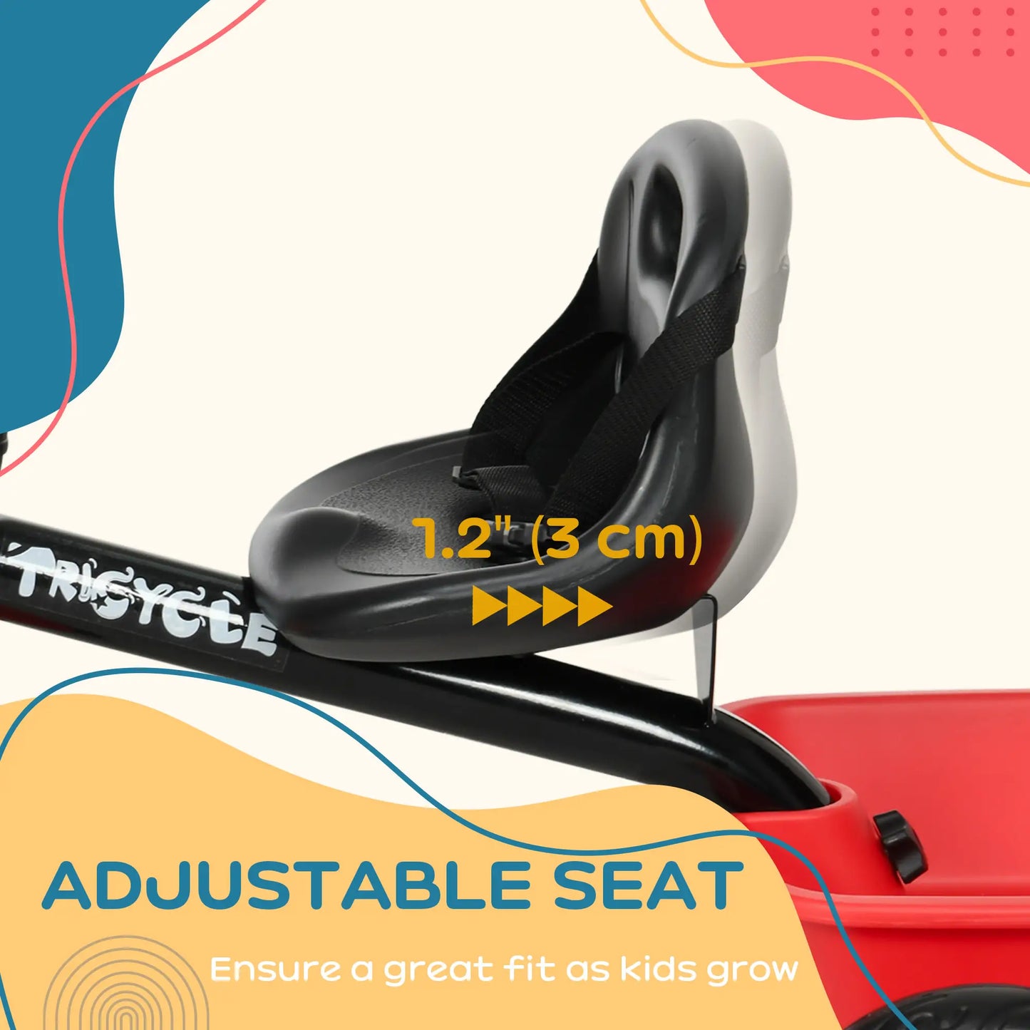 Large Kids Tricycle, Adjustable Seat, Safety Belt, 2 Storage Baskets, Red Tricycles for Kids at Gallery Canada