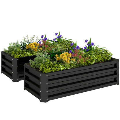 Galvanized Raised Garden Beds, Outdoor Planter Box, Set Of 2, Black Galvanized Planter Boxes at Gallery Canada