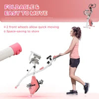 3 in 1 Folding Exercise Bike, Foldable Stationary Bike with 8-Level Magnetic Resistance, Adjustable Seat, Pink Exercise & Stationary Bikes at Gallery Canada