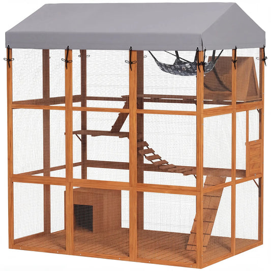 81"H Catio Outdoor Enclosure, Prevents Escaping, Easy Cleaning, Orange Outdoor Cat Enclosures Orange at Gallery Canada