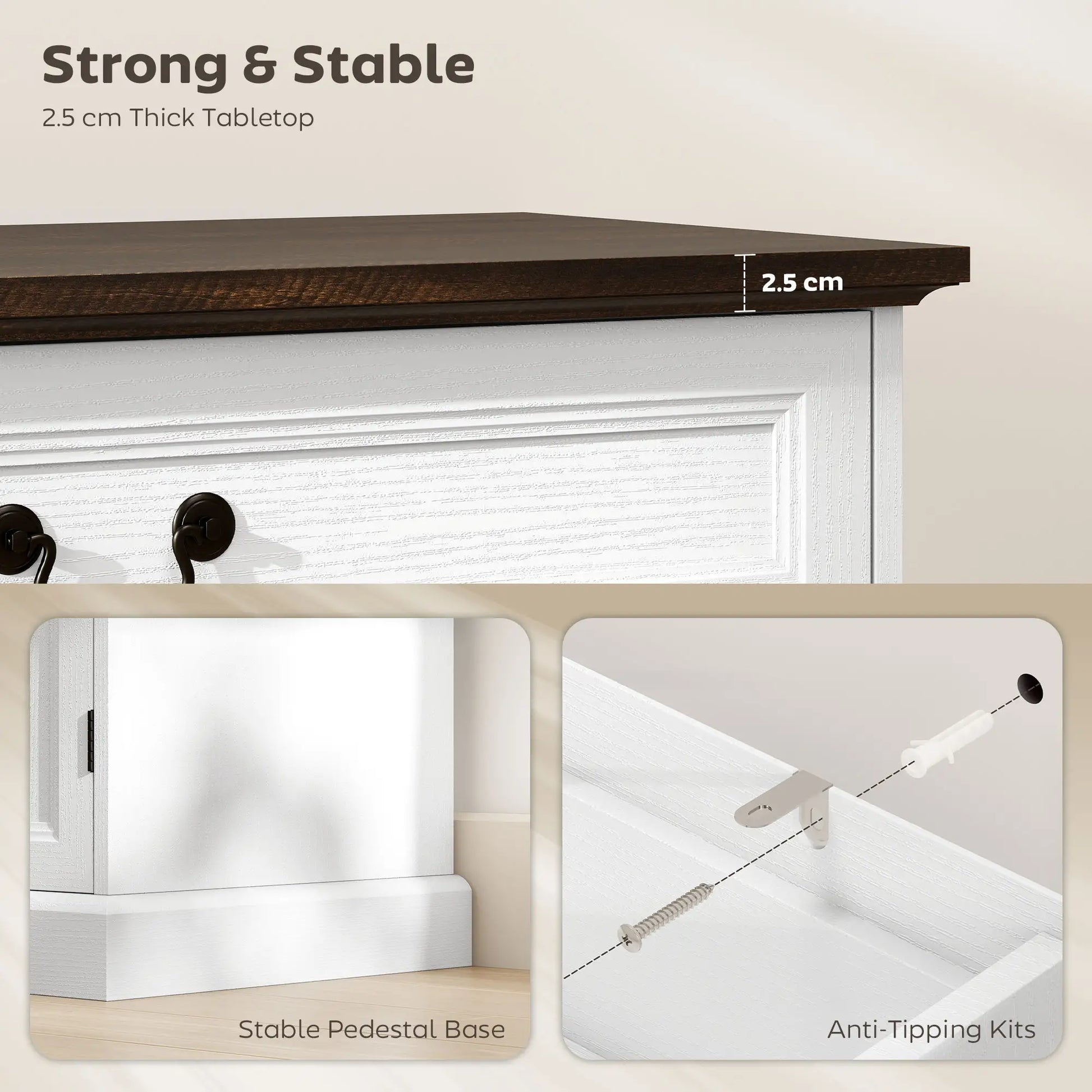 55" Buffet Cabinet, White Wood Grain, Charging Station, 2 Drawers, White Bar Cabinets at Gallery Canada