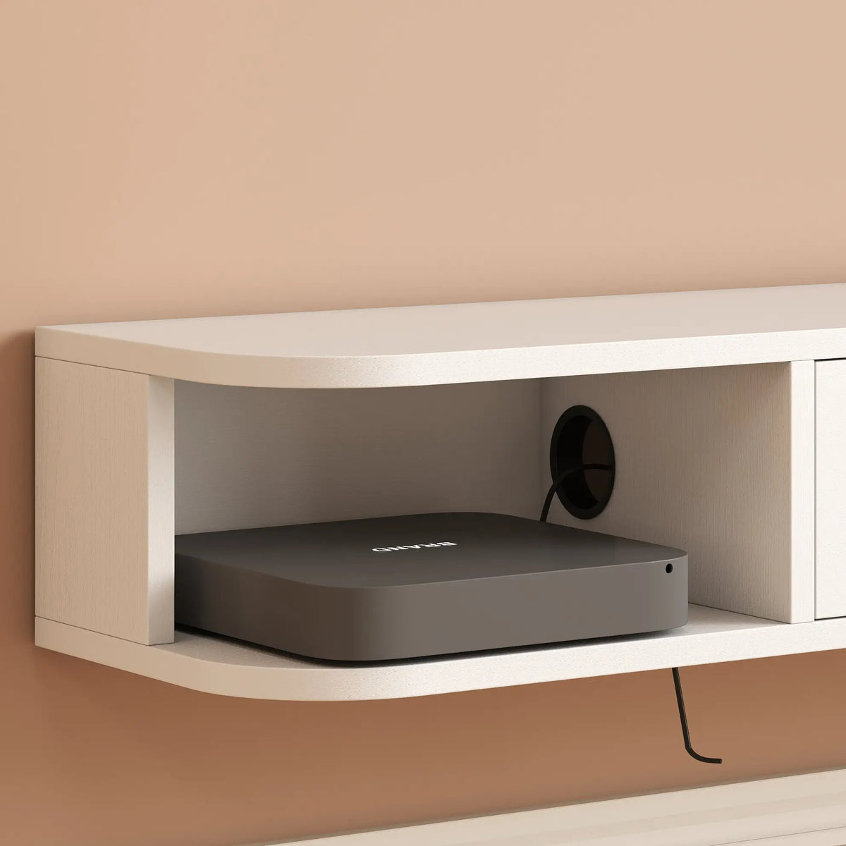 55 Inch Floating TV Stand, Wall Mounted Media Console, Flip Drawer, 2 Shelves, White TV Stands at Gallery Canada