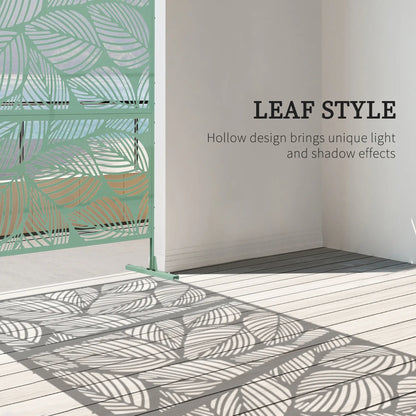6.5FT Metal Privacy Screen, Leaf Style, Light Green Side Awnings at Gallery Canada