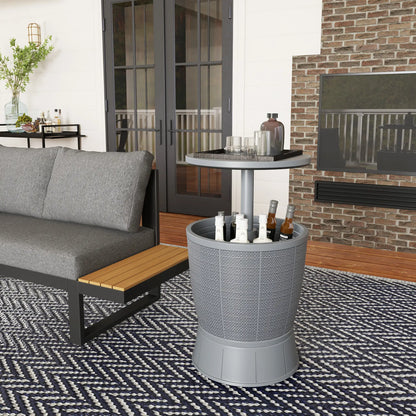 11 Gallon Patio Cooler Side Table, Adjustable Height, Drainage Plug, Grey Patio Side Tables at Gallery Canada