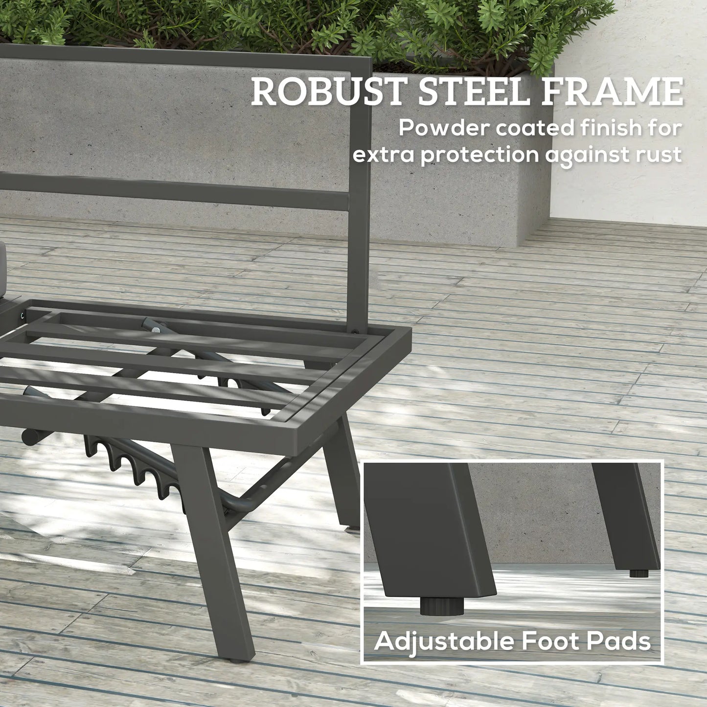 3-in-1 3-Seater Outdoor Sofa, Lounge Chair, Patio Loveseat with Table, Grey Patio Chairs at Gallery Canada