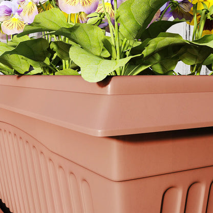 7 Pack 15.7" Plastic Flower Planters, Drainage Holes, Trays, Brown Garden Accessories at Gallery Canada