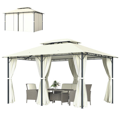 13' X 10' Soft-Top Gazebo With Curtains, Cream White Gazebos at Gallery Canada