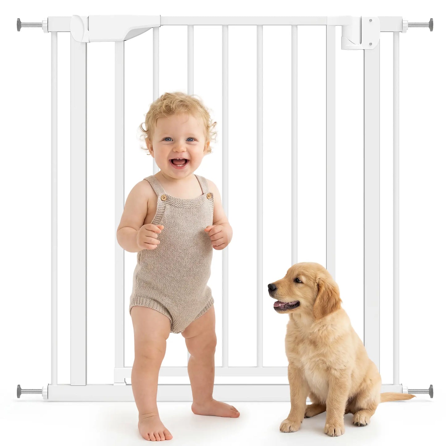 Baby Pet Safety Gate 30"-32" Wide, Auto-Close, White