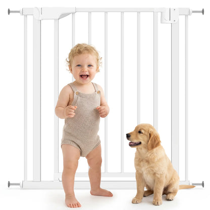 Baby Pet Safety Gate 30"-32" Wide, Auto-Close, White