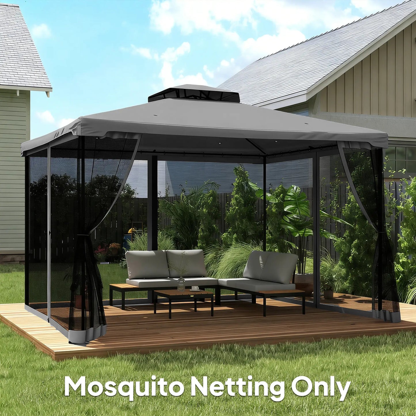 Replacement Mosquito Netting, 13' x 13', Black, Dark Grey Gazebo Sidewalls at Gallery Canada