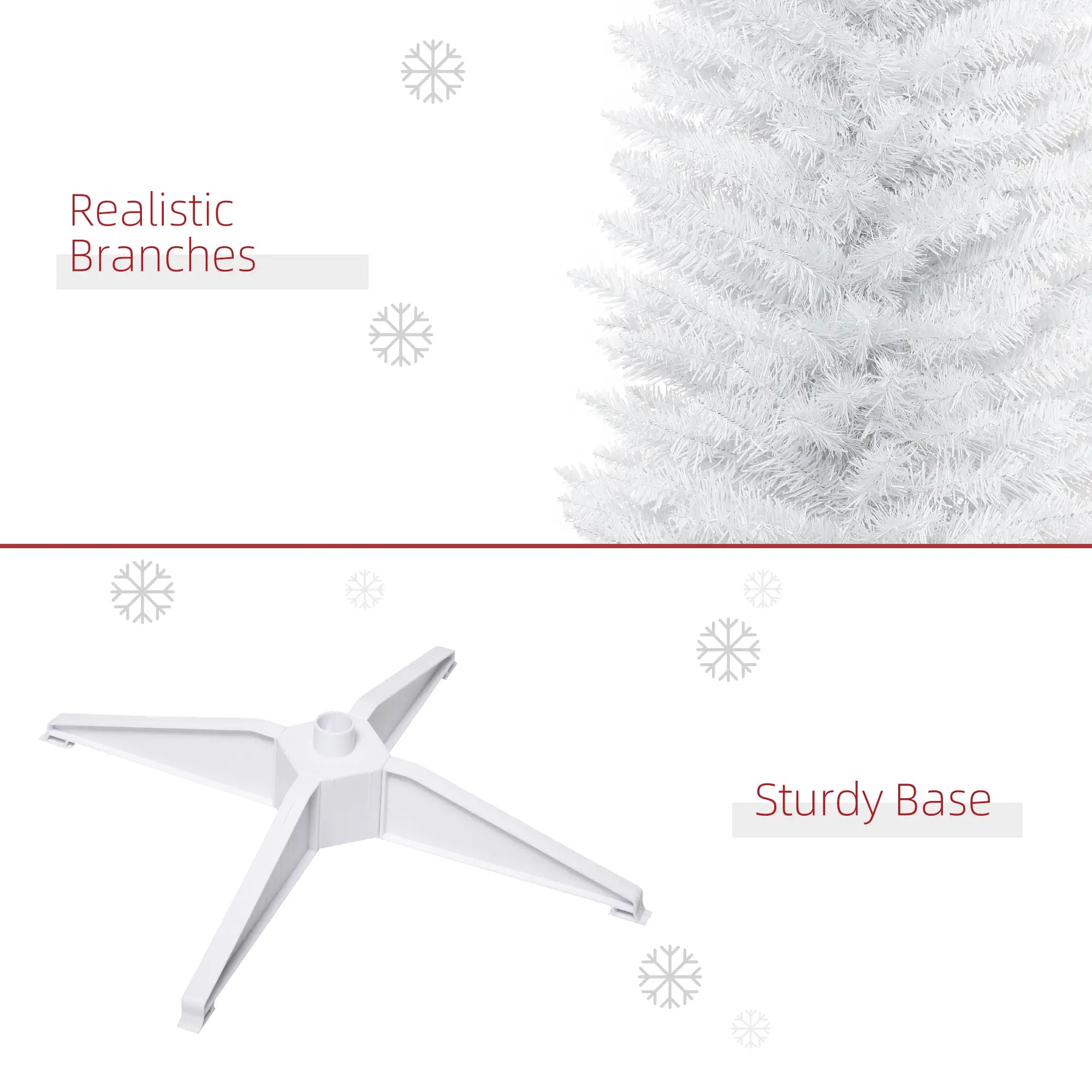 7' Slim Artificial Christmas Tree, Realistic Branches, Sturdy Metal Stand, White Pencil Christmas Trees at Gallery Canada