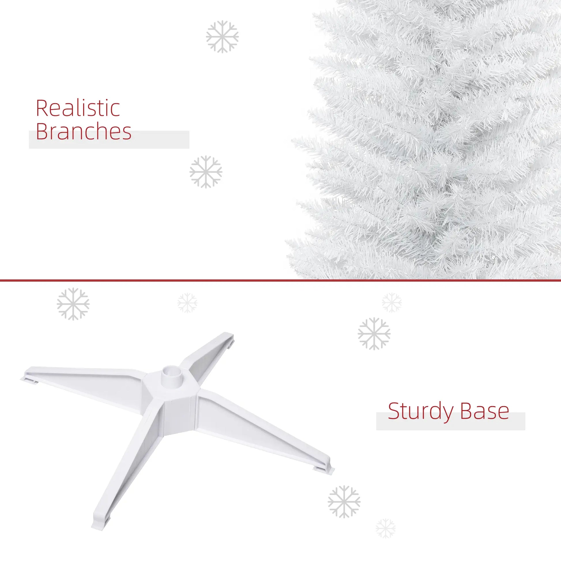 7' Slim Artificial Christmas Tree, Realistic Branches, Sturdy Metal Stand, White Pencil Christmas Trees at Gallery Canada