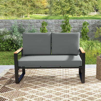 2 Seater 5" Thick Outdoor Seat Cushions, 7" Backrest, Light Grey Patio Chair Cushions at Gallery Canada