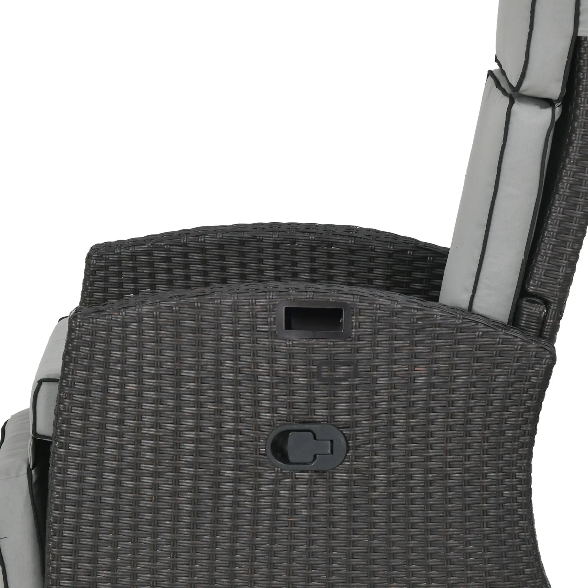 Outdoor Recliner Chair, Adjustable Backrest, Cushion, Side Tray, Light Grey Chaise Loungers at Gallery Canada