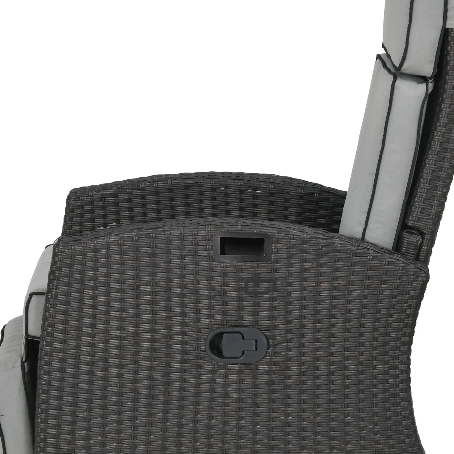 Outdoor Recliner Chair, Adjustable Backrest, Cushion, Side Tray, Light Grey Chaise Loungers at Gallery Canada