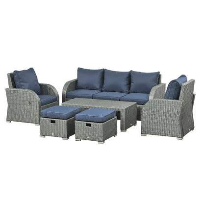 6-Piece PE Wicker Patio Sectional Set, with Cushions, Dark Blue Patio Furniture Sets at Gallery Canada
