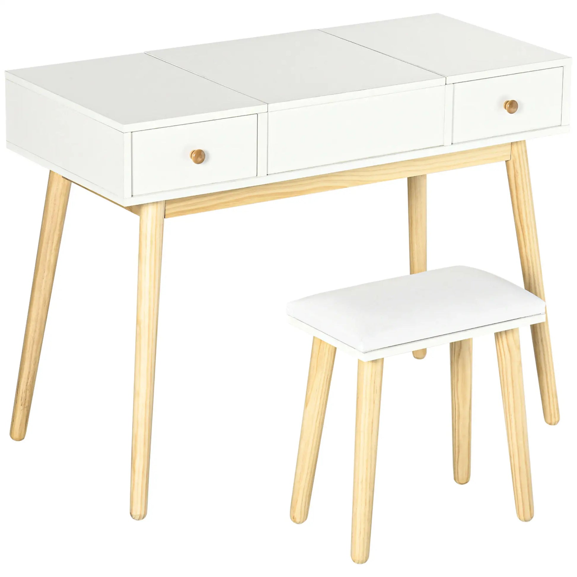 Dressing Table Set with Mirror, Stool, 2 Drawers, White Dressing & Vanity Tables at Gallery Canada