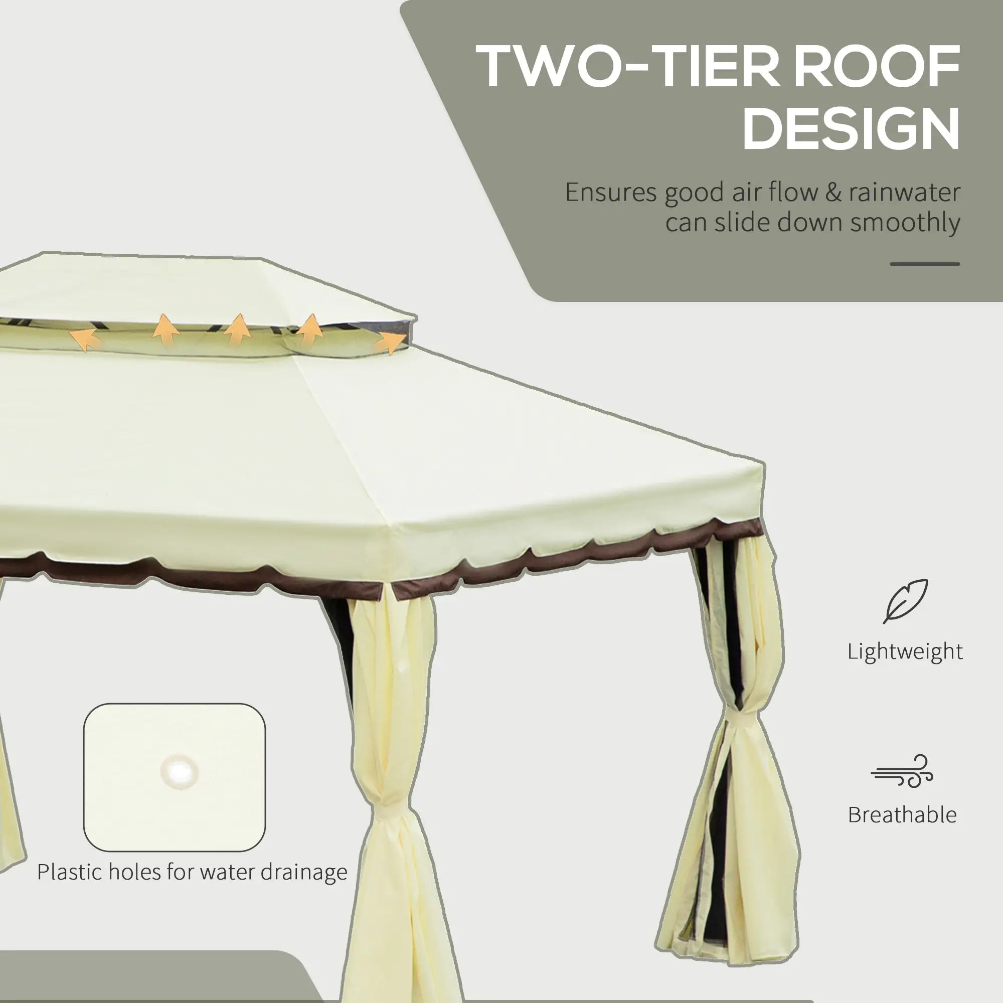 10'x13' Aluminum Gazebo, Double Tier, Netting, Curtains, White Gazebos at Gallery Canada
