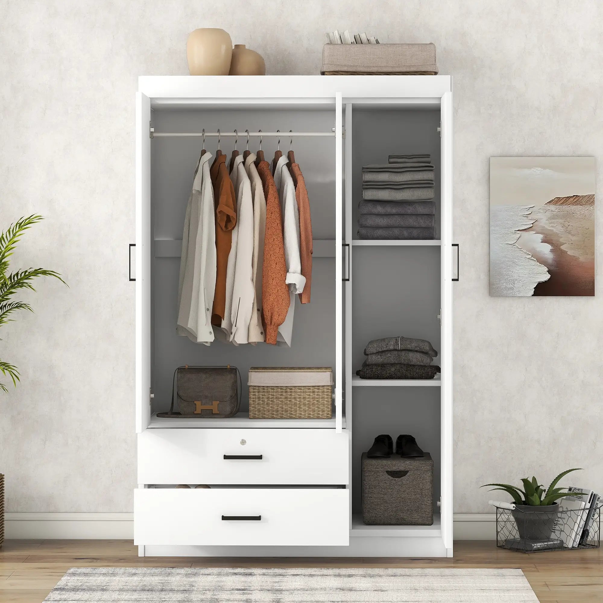 Modern Wardrobe, 2 Drawers, MDF Construction, 41.5