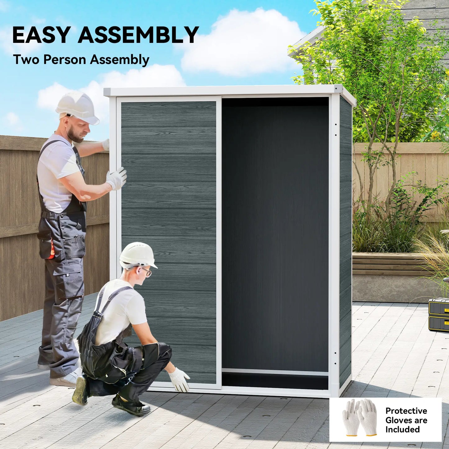 Plastic Storage Shed, 4.4' x 2.3', Lockable Doors, Foldable Shelves, Grey Sheds at Gallery Canada