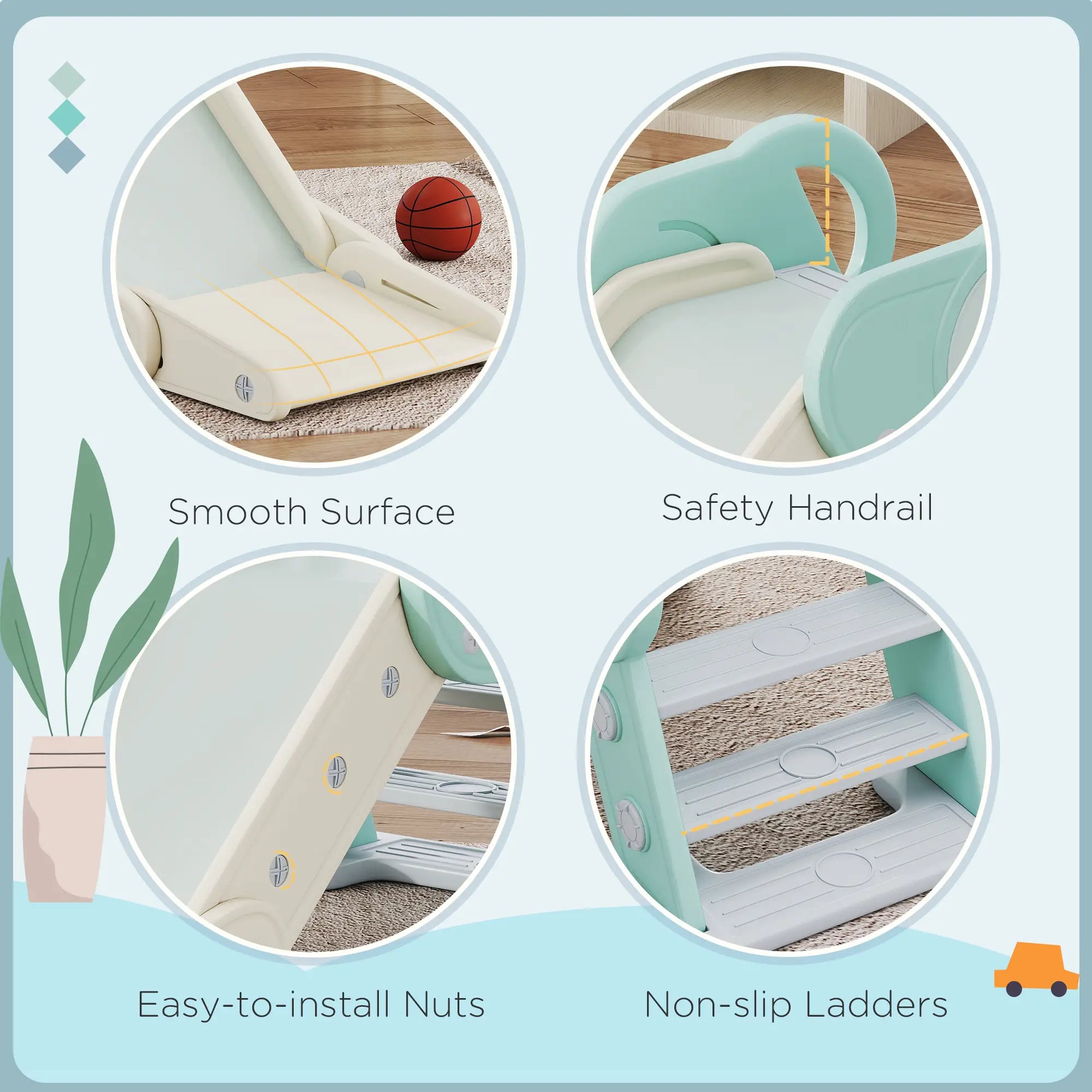 Toddler Slide, Foldable Kids Slide 1.5-3 Years, Green Gym Sets & Swings at Gallery Canada