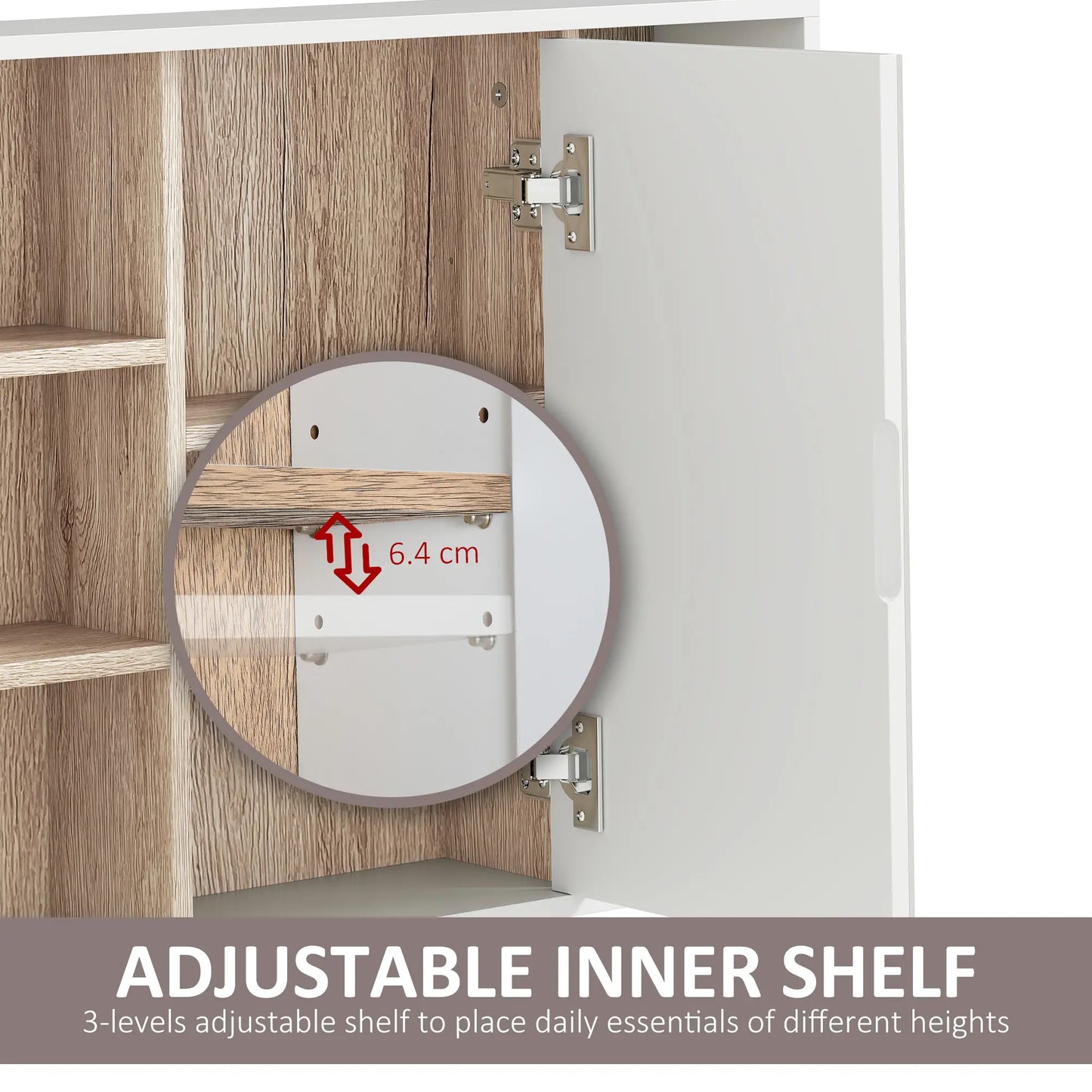 Wall-Mounted Medicine Cabinet with Mirror, Over Toilet Vanity, Oak, White Mirror Medicine Cabinets at Gallery Canada