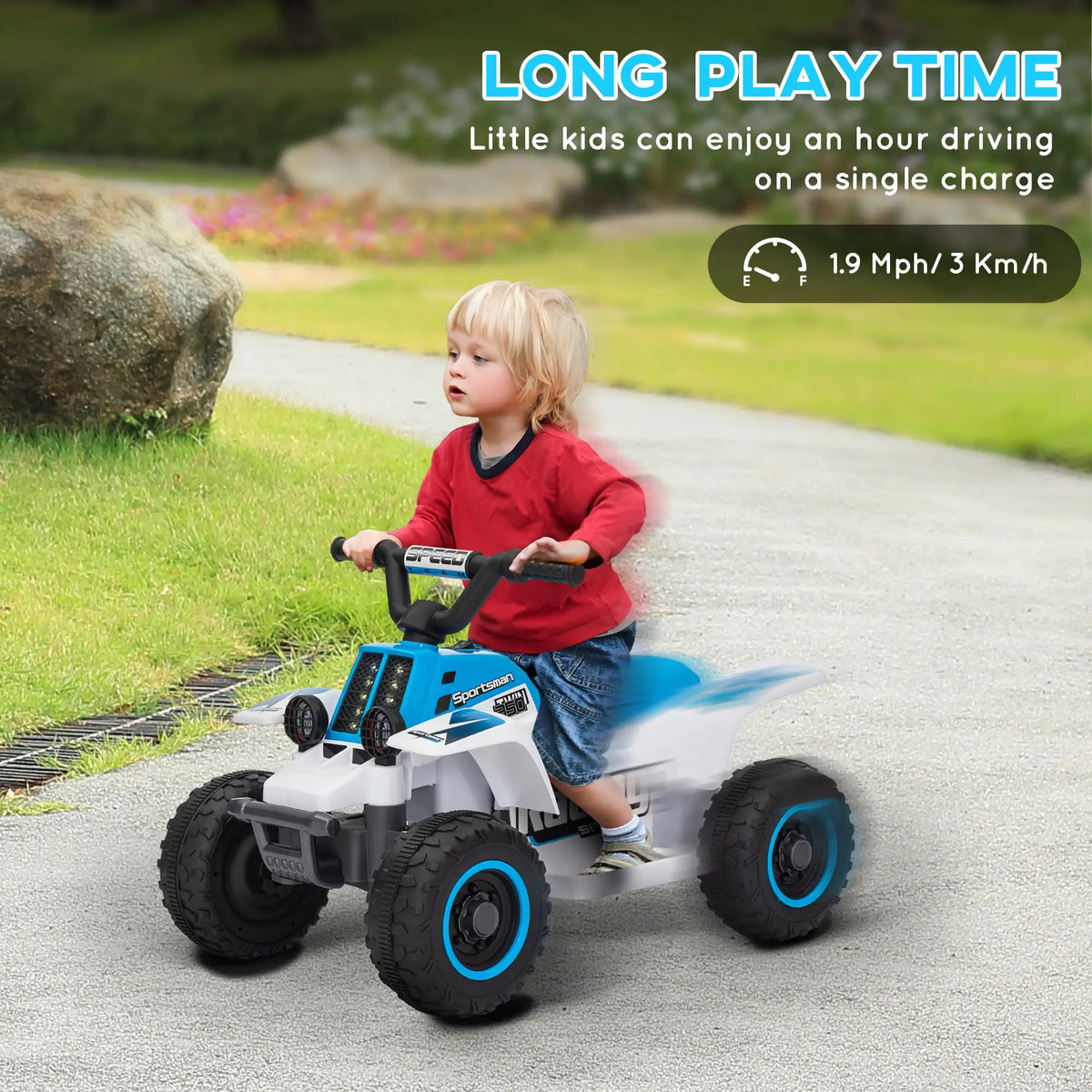 6V Kids ATV Quad, 4 Wheeler Electric Ride On Car, White Electric Toy Cars at Gallery Canada