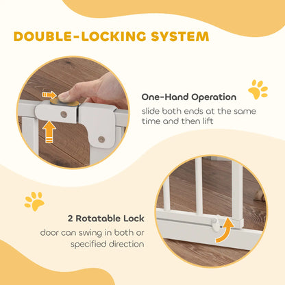 30"-34" Easy Install Pet Gate, Door & Double Lock, Extra Wide, White Houses, Kennels & Pens at Gallery Canada