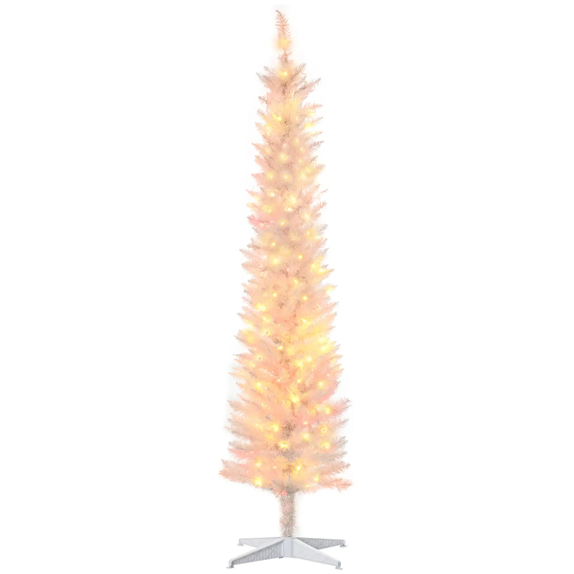 7' Pencil Artificial Christmas Tree, Colourful LED Lights, White Pencil Christmas Trees at Gallery Canada