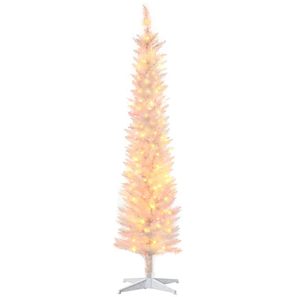 7' Pencil Artificial Christmas Tree, Colourful LED Lights, White Pencil Christmas Trees at Gallery Canada