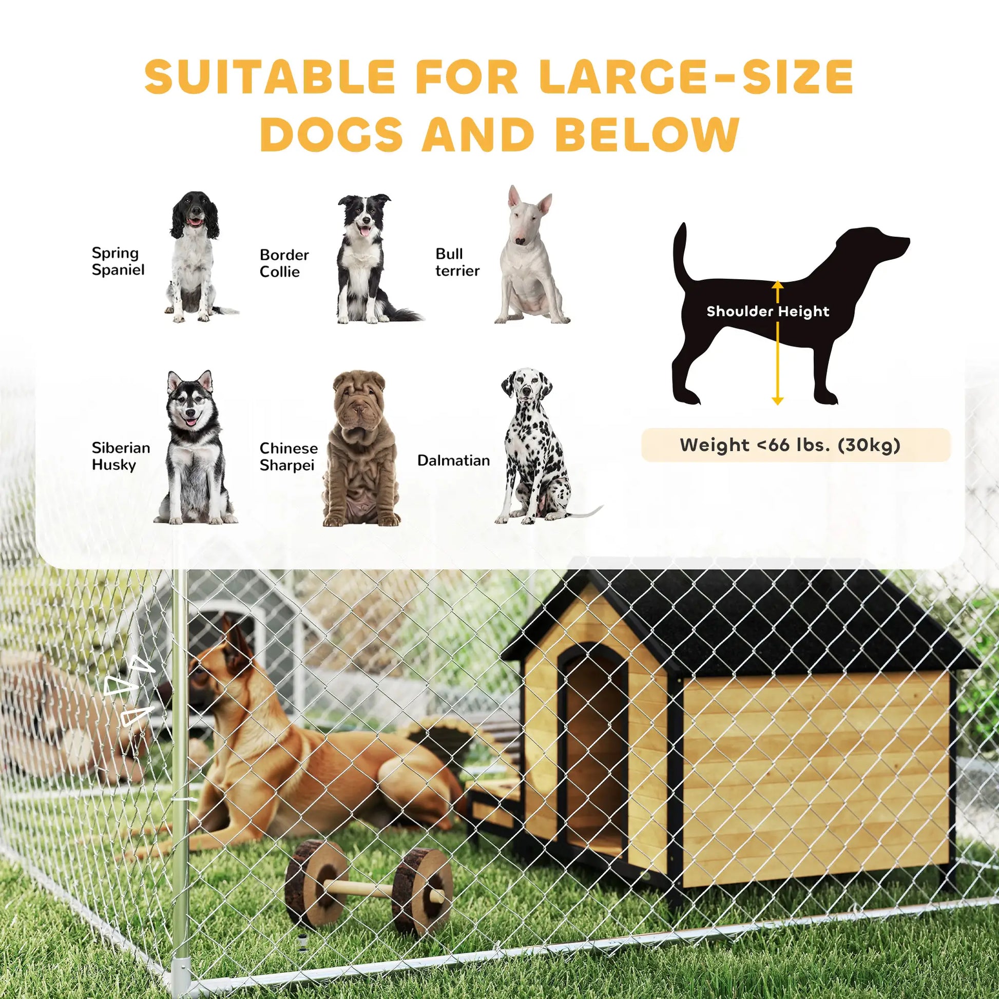 Outdoor Dog Kennel, Waterproof UV Cover, Escape-Proof Lock, 19.7' x 7.5' x 7.5' Houses, Kennels & Pens at Gallery Canada