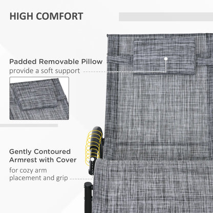 Outdoor Rocking Chair, Zero Gravity Rocker with Mesh Seat, Padded Pillow, Grey Outdoor Rocking Chairs at Gallery Canada