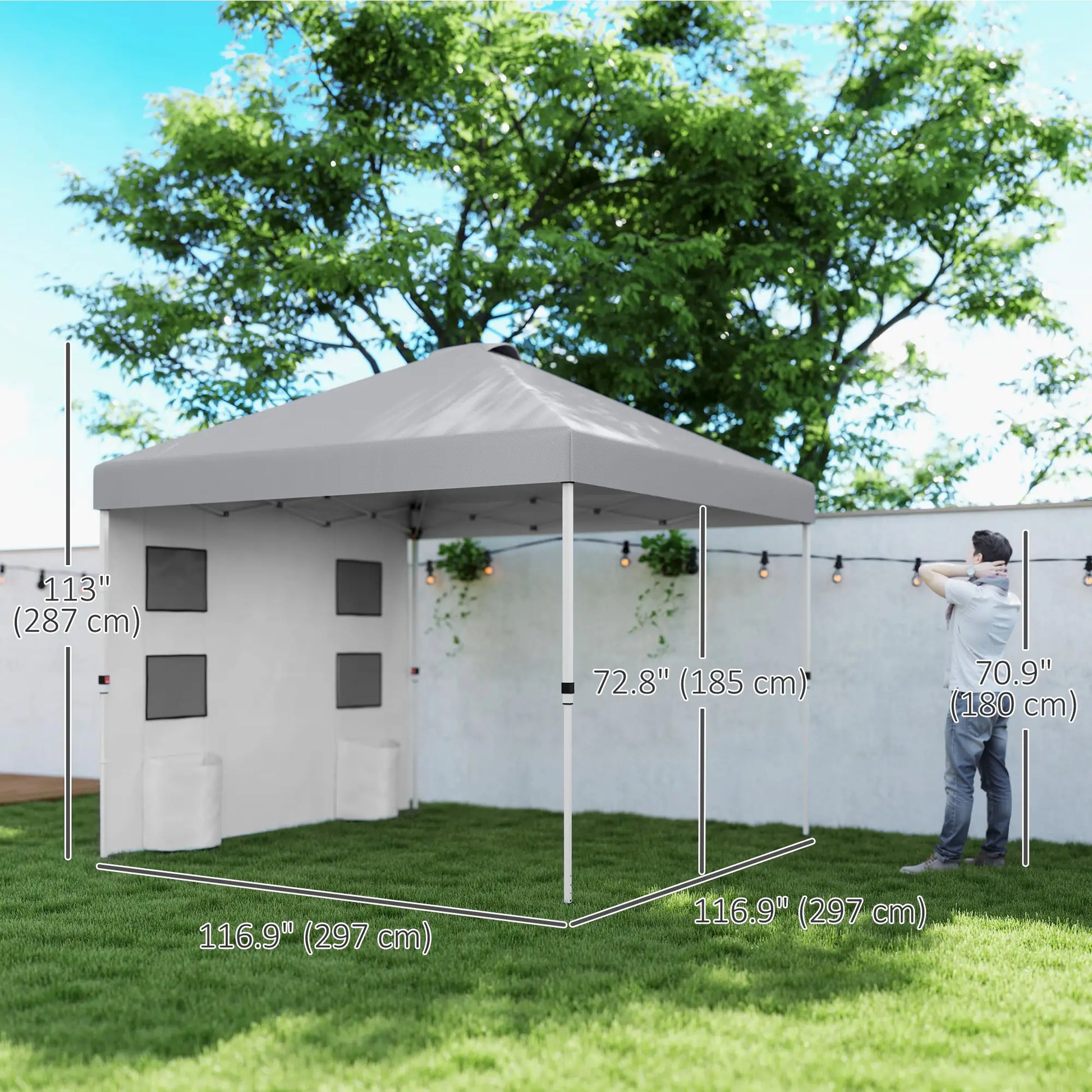 10' x 10' Pop Up Canopy Tent, Adjustable Height, Light Grey Pop Up Canopies at Gallery Canada