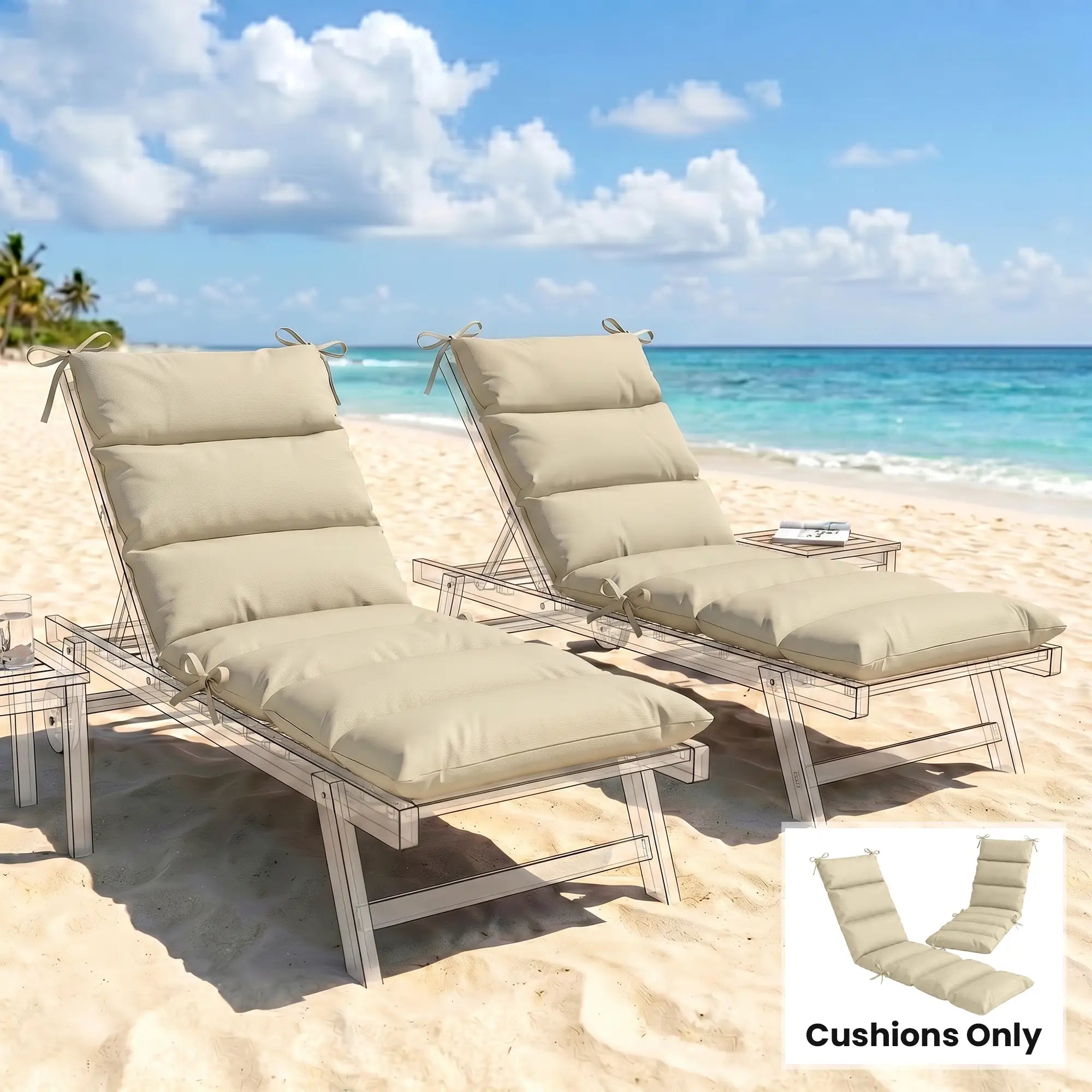 Outdoor Lounge Chair Cushion, Reversible, Zipper, Beige Patio Chair Cushions at Gallery Canada
