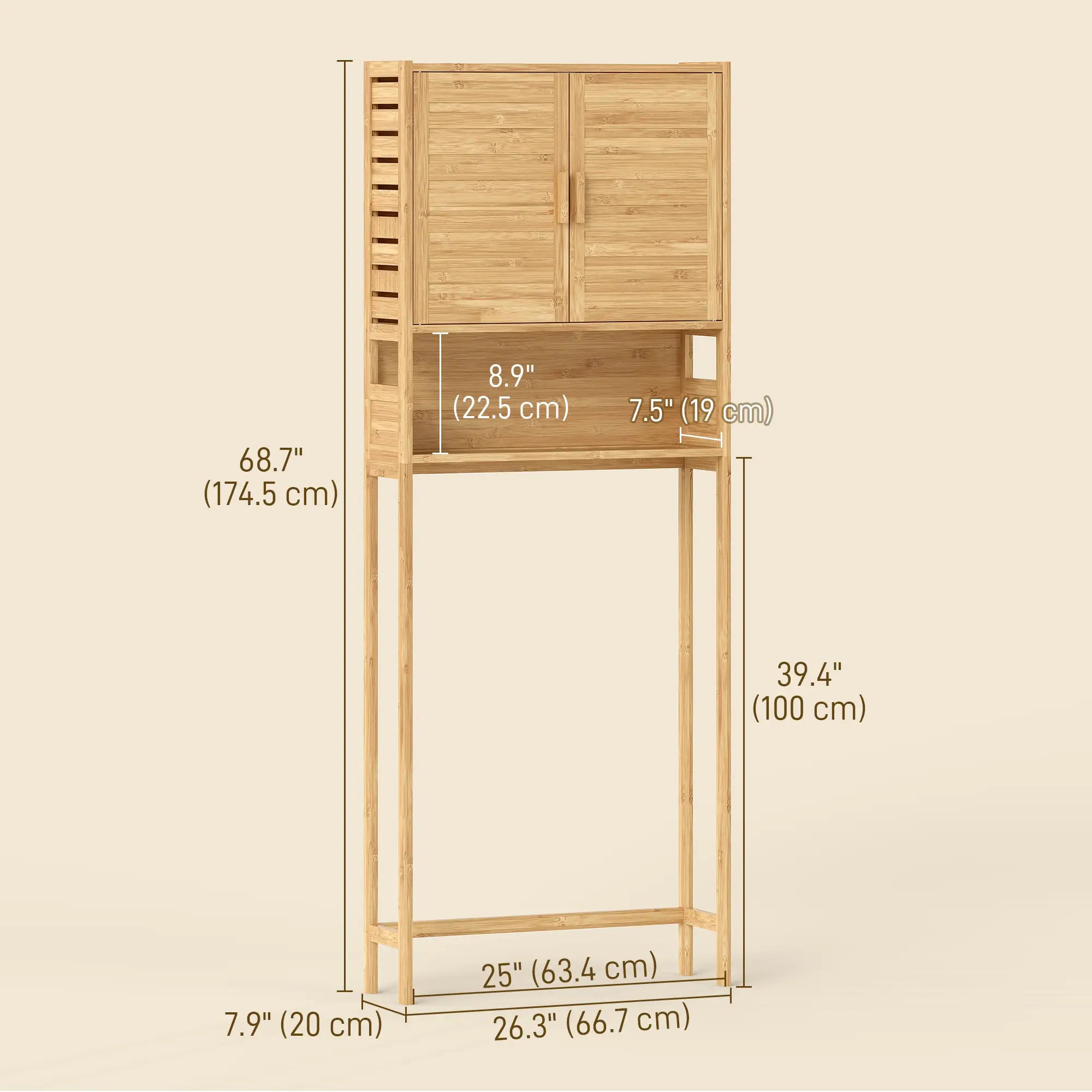 Over The Toilet Cabinet, 2 Doors, Adjustable Shelf, Natural Wood Finish Over The Toilet Storage at Gallery Canada